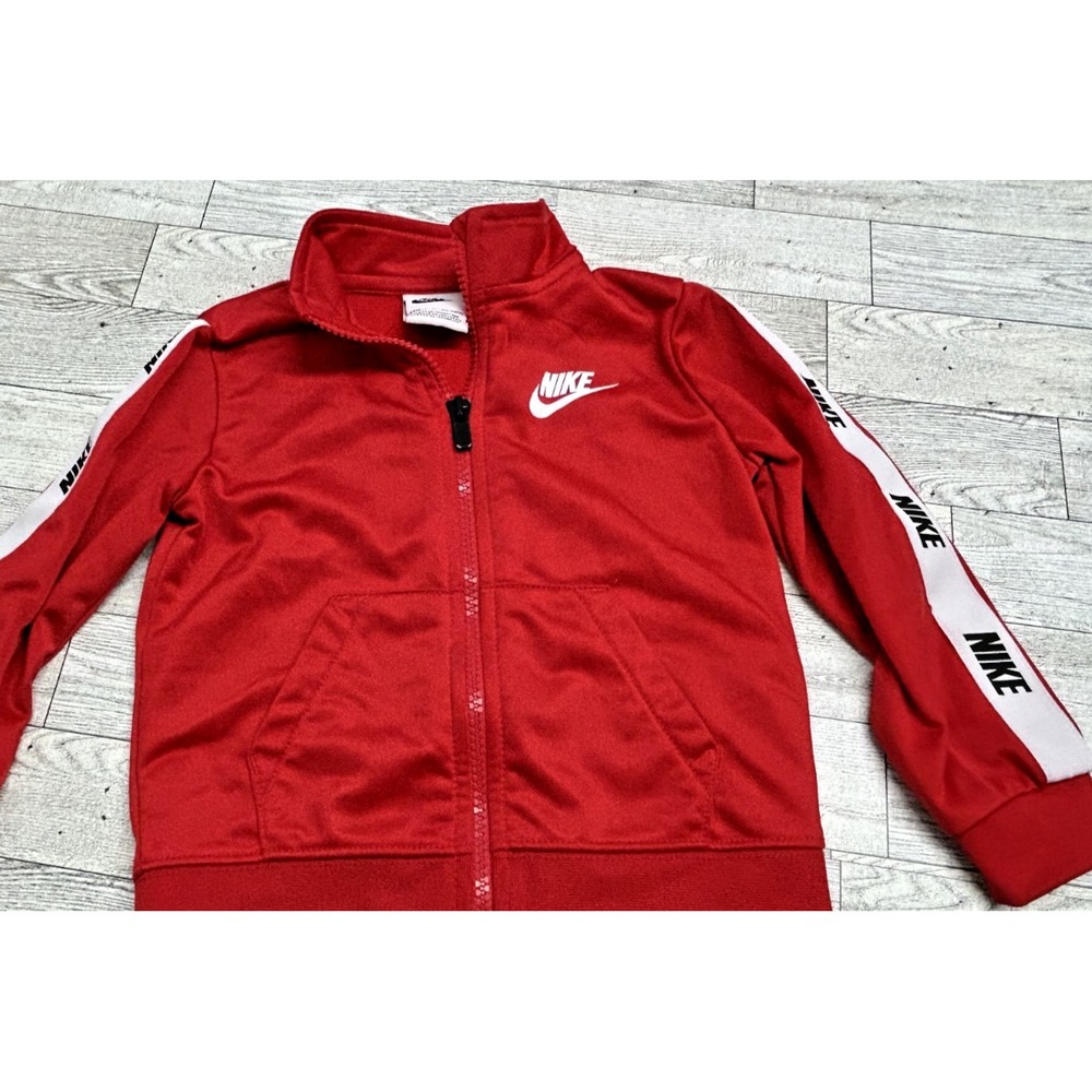 NIKE Red Track Jacket Boys 24 Months Full Zip Pockets Toddler Coat Active